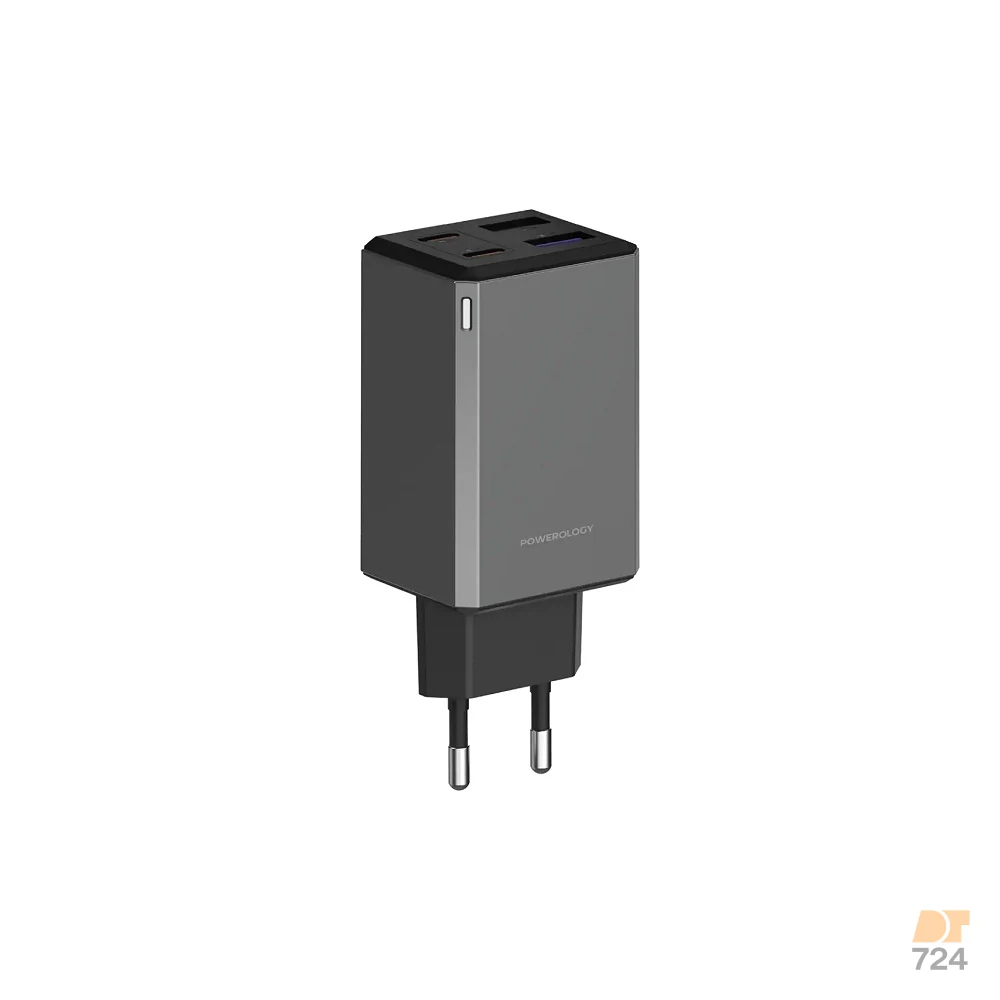 آداپتور شارژ چند پورتی 65W پاورولوژی Powerology 65W GaN Multi-Port Adapter PWCUQC064